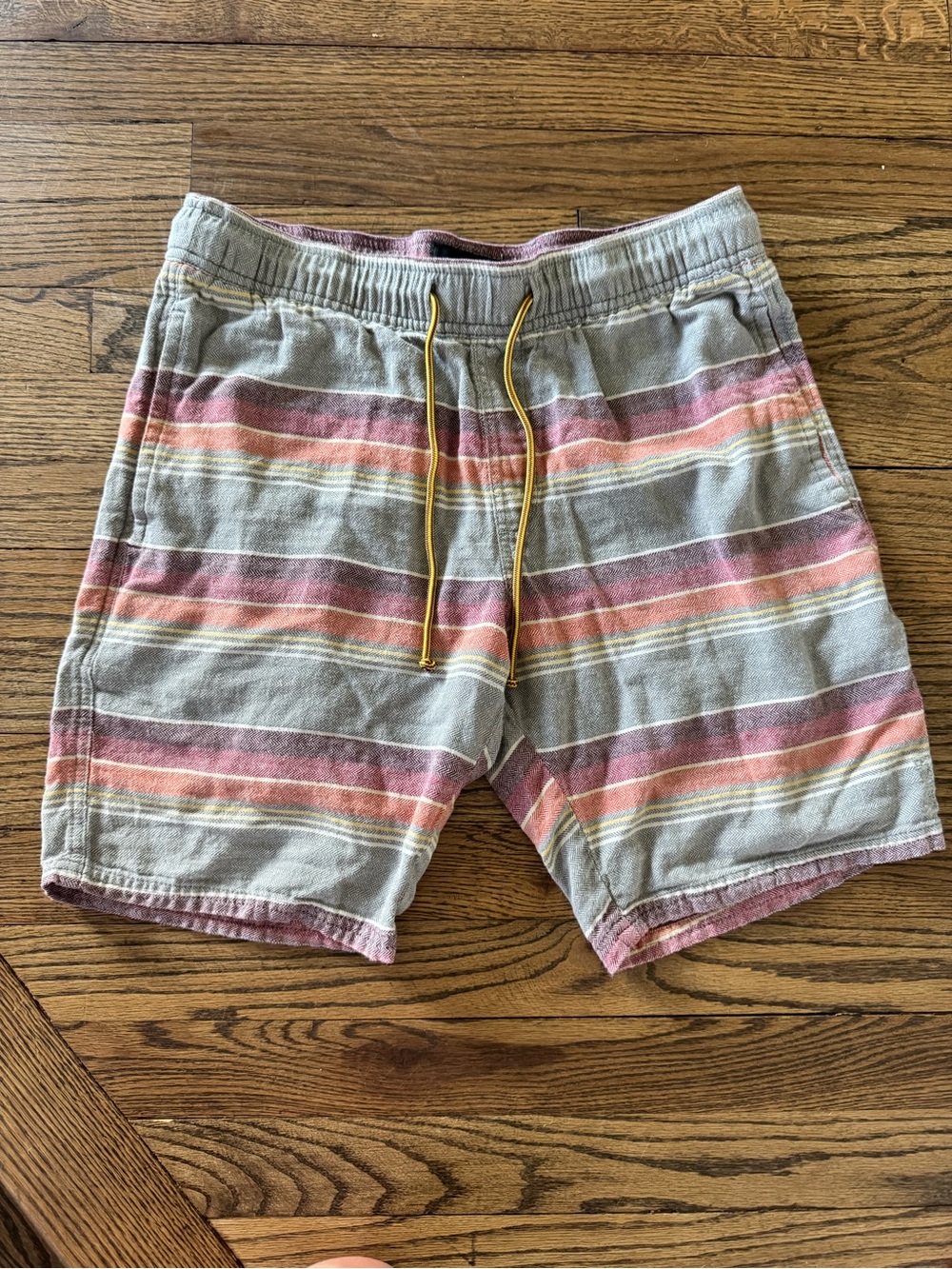 Valor Collective striped knit shorts in coral, gray and yellow